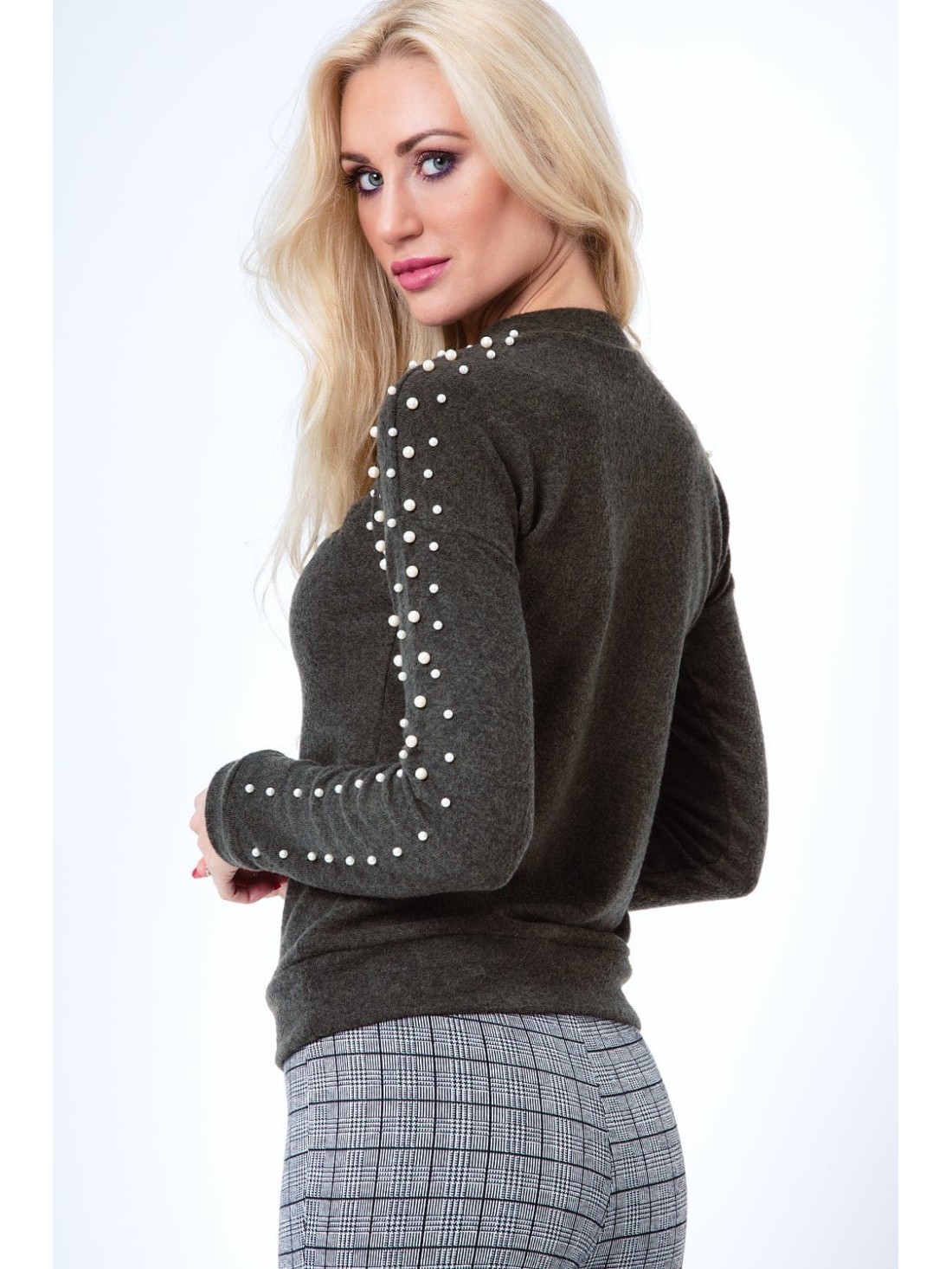 Rollkragenpullover mit Khaki-Perlen 1577 – Online-Shop – Boutique